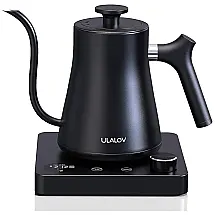 Chaleira Elétrica 1L com Controle de Temperatura, Fervura Ultrarrápida, 5 Predefinições, à Prova de Vazamentos, 110V 1200W, Ulalov, Preta