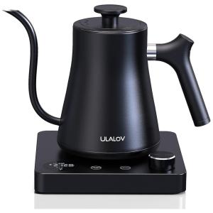 Chaleira Elétrica 1L com Controle de Temperatura, Fervura Ultrarrápida, 5 Predefinições, à Prova de Vazamentos, 110V 1200W, Ulalov, Preta