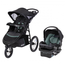 Carrinho de Bebê Travel System com Assento Reclinável em Múltiplas Posições, 2 Porta-Copos e Roda Giratória Frontal Travável, Baby Trend