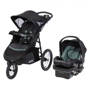 Carrinho de Bebê Travel System com Assento Reclinável em Múltiplas Posições, 2 Porta-Copos e Roda Giratória Frontal Travável, Baby Trend