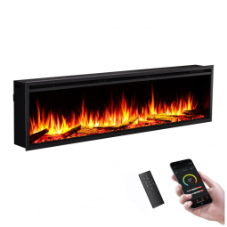 Lareira Elétrica Recessed Parede Smart LegendFlame Preta EF355A 120V largura 183 cm x altura 48 cm