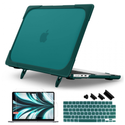 Capa Rígida Batianda MacBook Air 13,6" Azul Teal – Modelos A2681, A3113, A3240 com Suporte Dobrável e Proteção Completa