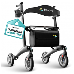Andador de Carbono Ultraleve para Idosos com 4 Rodas, Suporta 136 kg, helavo H1210, Preto