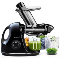 Centrifuga de Frutas com Calha de Alimentação de 7 cm, Função Reversa e Motor Silencioso, 110V 150W, Vividmoo, Preta