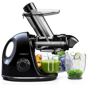 Centrifuga de Frutas com Calha de Alimentação de 7 cm, Função Reversa e Motor Silencioso, 110V 150W, Vividmoo, Preta