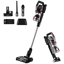 Aspirador de Pó sem Fio com Acessórios, Silencioso e Farol de LED, 110V 450W, EUREKA, Preto e Vermelho