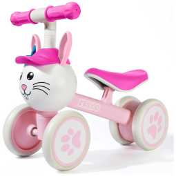 Bicicleta sem Pedal com 4 Rodas para Crianças de 1 a 2 Anos, KRIDDO, Rosa