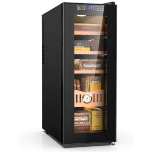 Umidor Elétrico para Charutos 250 Unidades com Prateleiras, Higrômetro e Luz Led, 110 Volts, Mojgar, Preto