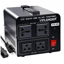 Transformador de Tensão de 2000W Converte 220V a 110V, 110V a 220V ou 110, 120 V Para 220, 240 V, Yinleader VTF 2000VA, Preto