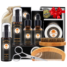 Kit para Barba Profissional Portátil com Cera e Pente, 8 Itens, XIKEZAN , Preto