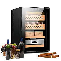 Humidor Elétrico HYUIO Madeira de Cedro para 200-300 Charutos com Adega Controle Inteligente Preto 240V