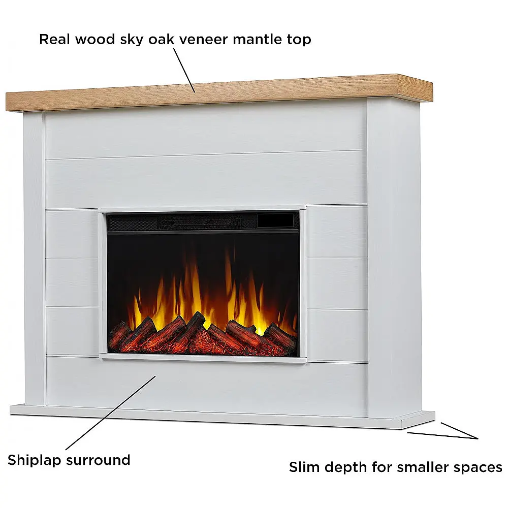 Lareira Elétrica Real Flame 124x97cm 1500W Chamas 6 Cores Controle Remoto 110V — foto 3