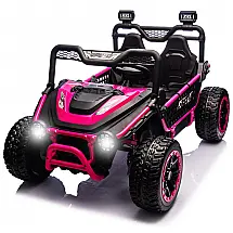UTV Infantil Elétrico Sopbost Rosa 24V 2 Lugares XXL 4 Motores 75W 4WD Pneus EVA Controle Remoto Bluetooth Estrutura Metálica