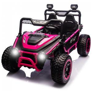 UTV Infantil Elétrico Sopbost Rosa 24V 2 Lugares XXL 4 Motores 75W 4WD Pneus EVA Controle Remoto Bluetooth Estrutura Metálica