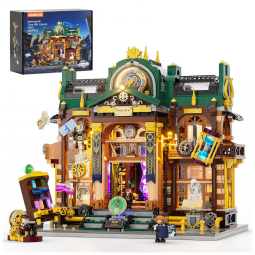 Biblioteca Fenda Temporal Steampunk Lumibricks Multicolorida 17 LEDs, 3187 Peças, 5 Interações Frontais, 16+ Anos