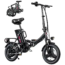 Bicicleta Elétrica Dobrável Windone S14 Preto Fosco – Motor 350W (Pico 500W), Velocidade Máxima 30km/h, Autonomia 45km, Rodas 14"