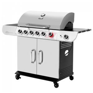 Churrasqueira a Gás 71.000 BTU com 5 Queimadores, 2 Portas e 1 Queimador Lateral em Aço Inoxidável, ROYAL GOURMET US SG6002R, Branco