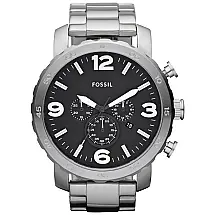 Relógio Masculino em Aço Inoxidável com Cronógrafo de Quartzo, FOSSIL JR1353, Prateado