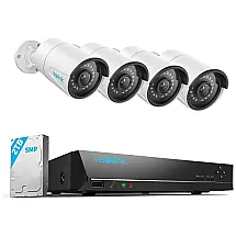 Sistema de Câmera de Segurança 8 Canais PoE IP, 4 PCS, REOLINK RLK8 410B4 5MP, Branco