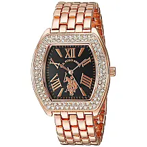 Relógio An de qartzo analógico feminino com alça de liga, 10, U.S. POLO ASSN. USC40126, Dorado