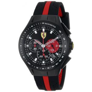 Relógio de Pulso Analógico Marcador de Data Luminescentes Taquímetro e Cronógrafo, FERRARI 0830023, Preto