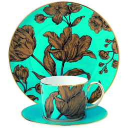 Conjunto de Aparelho de Jantar com Estilo Moderno, 3 Peças e Material de Porcelana, Wedgwood 40016706, Branco e Azul Turquesa