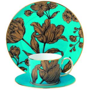 Conjunto de Aparelho de Jantar com Estilo Moderno, 3 Peças e Material de Porcelana, Wedgwood 40016706, Branco e Azul Turquesa