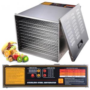 Desidratador de Alimentos com 10 Bandejas e Controle de Temperatura, Aço Inoxidável, 110v, YESCOM 26DHD001 1200SS 10T, Prateado