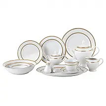 Aparelho de Jantar Lorren Home Trends Amelia 57 Peças Porcelana Serviço para 8 Friso de Ouro