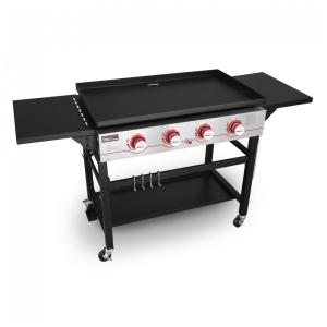 Churrasqueira a Gás 52.000 BTU com 4 Queimadores e Mesas Laterais em Aço Inoxidável, ROYAL GOURMET GB4000, Preto