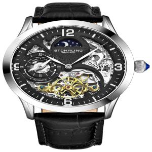 Relogio Sthrling Homem, Masc Automático Dia Noite Lua, Sol Couro Classico