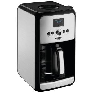 Cafeteira Elétrica Programável de 12 Xícaras Corpo Em Aço Inoxidável Jarra de Vidro Tela LCD Cor, KRUPS 7211002500, Preto