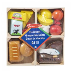Kit de Alimentos com 21 Peças de Madeira e 4 Caixas, Ideal para Brincar de Cozinha e Desenvolver a Imaginação, Melissa & Doug