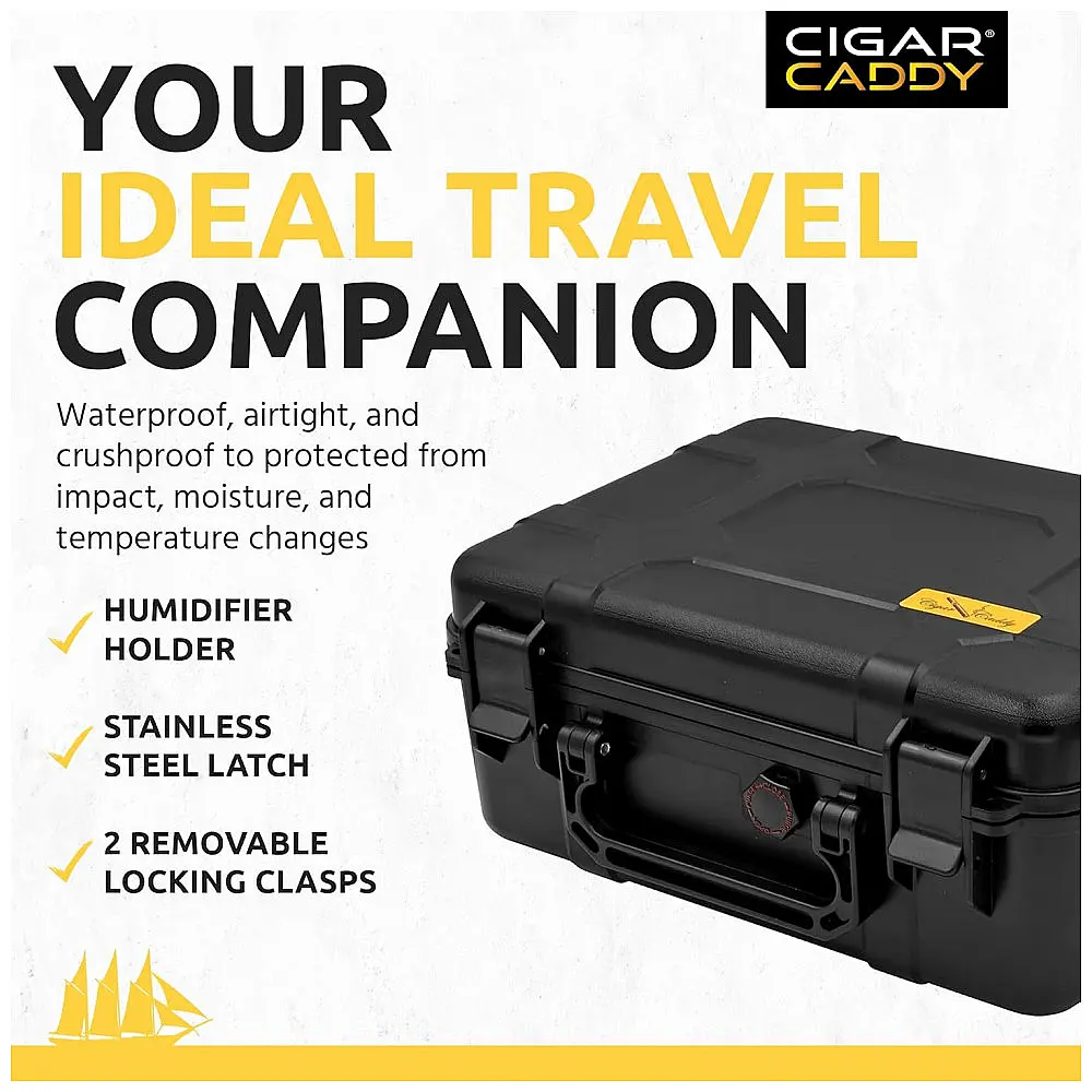 Humidor de Viagem Cigar Caddy 40 Charutos Preto Fosco Impermeável à Prova d'Água — foto 2