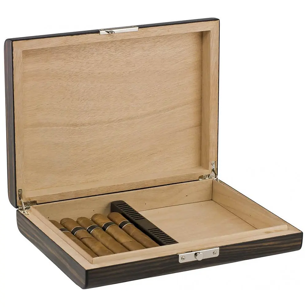 Humidor de Viagem Visol Timber Madeira Ébano para 24 Charutos com Umidificador — foto 2
