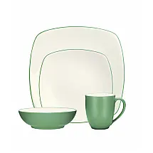 Aparelho de Jantar de Cerâmica Clássica e Durável para o Dia a Dia com 4 Peças, Formato Quadrado e Material de Cerâmica, Noritake 8485-04P