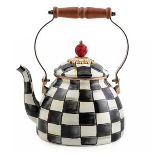 Chaleira de Chá Esmaltada 2 Litros, MacKenzie Childs, Preta e Branca