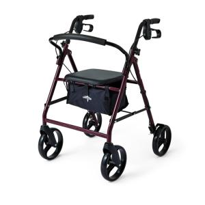 Andador de Aço para Idosos, Com Alças Ajustáveis, Resistente e Confortável, Capacidade de 158,73 Kg, Medline, Vermelho Borgonha