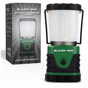 Lanterna LED 500 Lúmens Mais Brilhante Ideal para Camping Bateria Dura Até 6 Dias, BLAZIN BISON, Verde Escuro