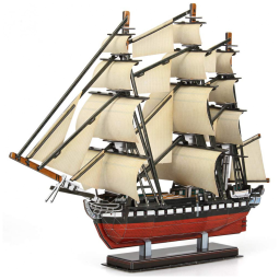 Quebra Cabeças 3D Navio da Constituição US para Crianças e Adultos, 193 Peças, CUBICFUN T4024h, Marrom