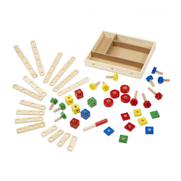 Kit de Construção em Madeira com 48 Peças e Caixa de Armazenamento para Crianças Acima de 3 Anos, Melissa & Doug