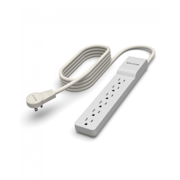 Protetor Contra Picos de Energia e Raios 1080 Watts com 6 Portas CA Giratórias, 110v, BELKIN BE106000 06R, Branco