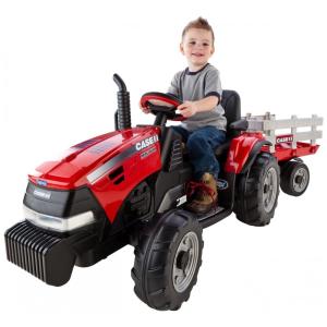 Trator Elétrico Infantil com Reboque Peg Perego Case IH Magnum 12 Volts, Vermelho