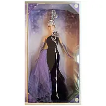Boneca colecionável Barbie Bob Mackie Avon The Sterling Silver Rose com vestido longo roxo