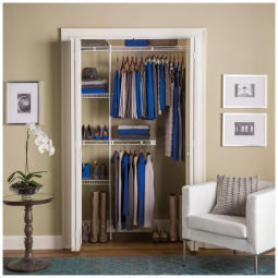 Kit Closet Aramado 1,5 Metros com Prateleiras Expansíveis e Hastes Telescópicas Personalizável Rubbermaid