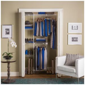 Kit Closet Aramado 1,5 Metros com Prateleiras Expansíveis e Hastes Telescópicas Personalizável Rubbermaid