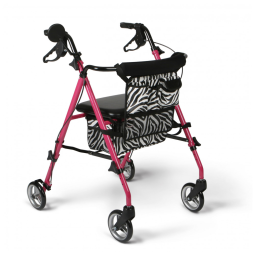 Andador para Idosos de Alumínio Leve e Resistente, Suporta até 113kg, Medline, Rosa