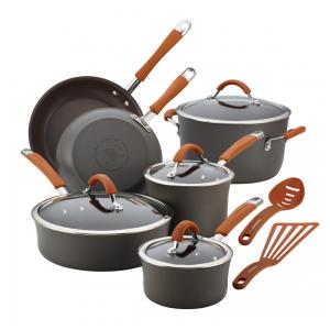 Conjunto de Panelas e Frigideiras Antiaderentes em Alumínio, 12 Peças, Rachael Ray, Cinza