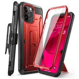 Capa para Iphone 14 Pro Max com Protetor de Tela Embutido e Clipe de Cinto, SUPCASE, Vermelha