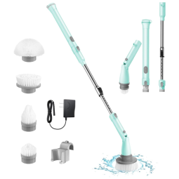 Seisorush Vassoura Elétrica Rotativa 360 sem Fio com Cabo Flexível e 4 Acessórios, 110V, Azul